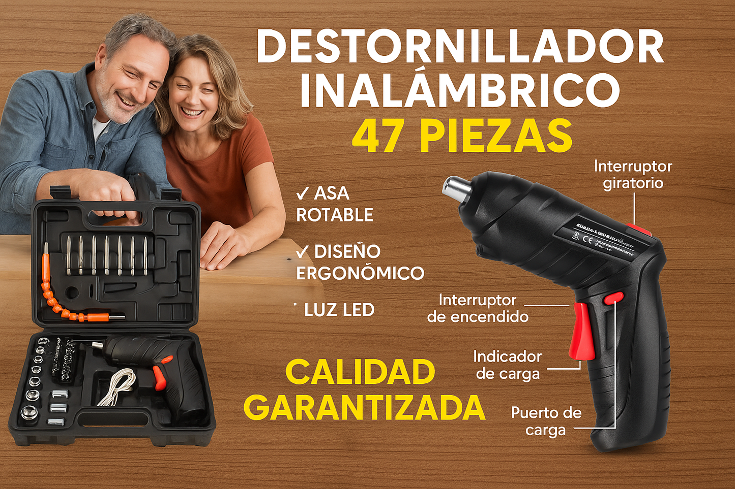 DESTORNILLADOR INALAMBRICO 47 PIEZAS- ENVIO GRATIS